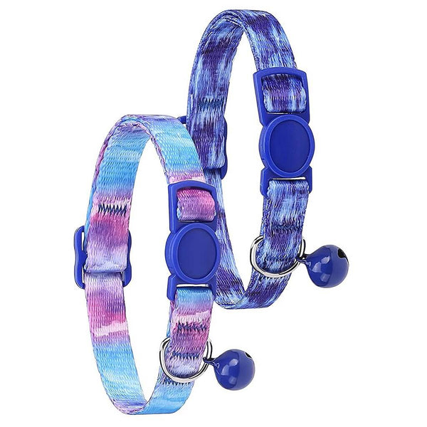 Groovy Tie-Dye Breakaway Cat Collars with Bell (2 Pack) - Funky & Safe Fashion