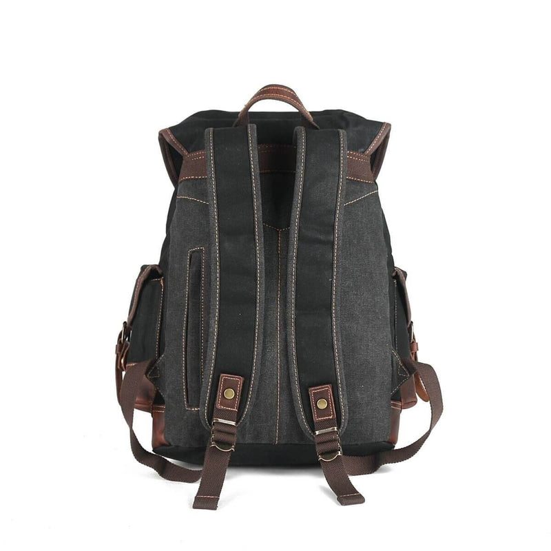 Genuine Leather Waxed-Canvas Laptop Backpack Rucksack - Mangata