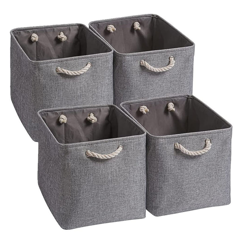grey storage baskets with rope handle set of 4
