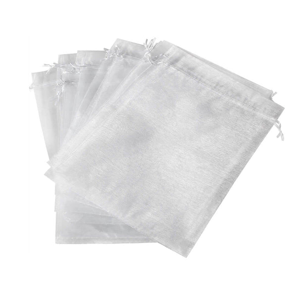 Organza Gift Bags, 20 x 30 cm/7.9 x 11.8 Inches Pack of 10 (White) - Mangata