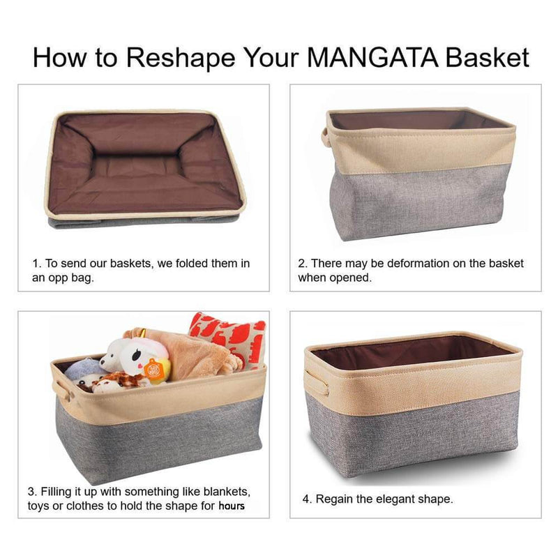 Two-Tone Basket with Rope Handle（Grey White） - Mangata