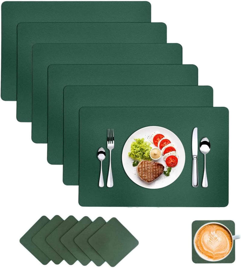 Green Faux Leather Place Mat for Kitchen Tables mangata