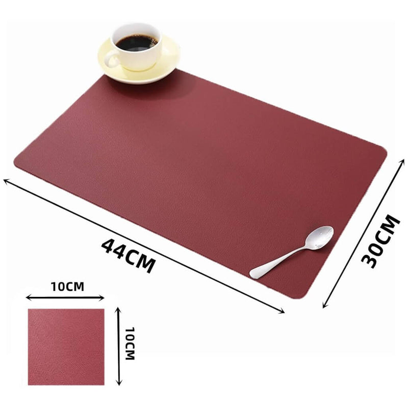 Waterproof Faux Leather Place Mat in Red mangata