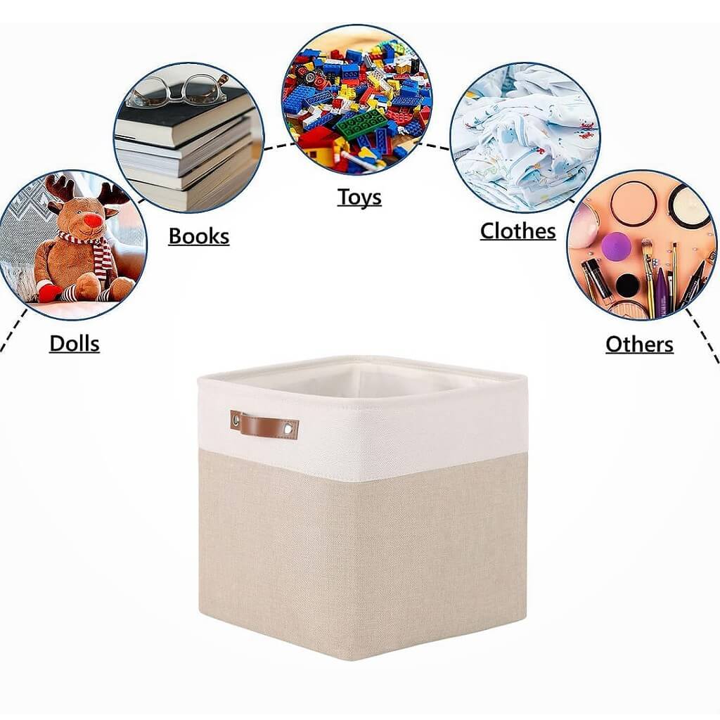 Set Of 3 Foldable Fabric Storage Box Mangata   33x33basketsforcubestoragewhitekhaki Dd5450dc 83a8 4420 9d7d 4ef8fe1f2925 