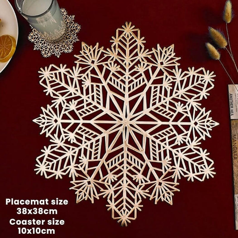 38cm gold placemats for parties Gold Snowflake mangata