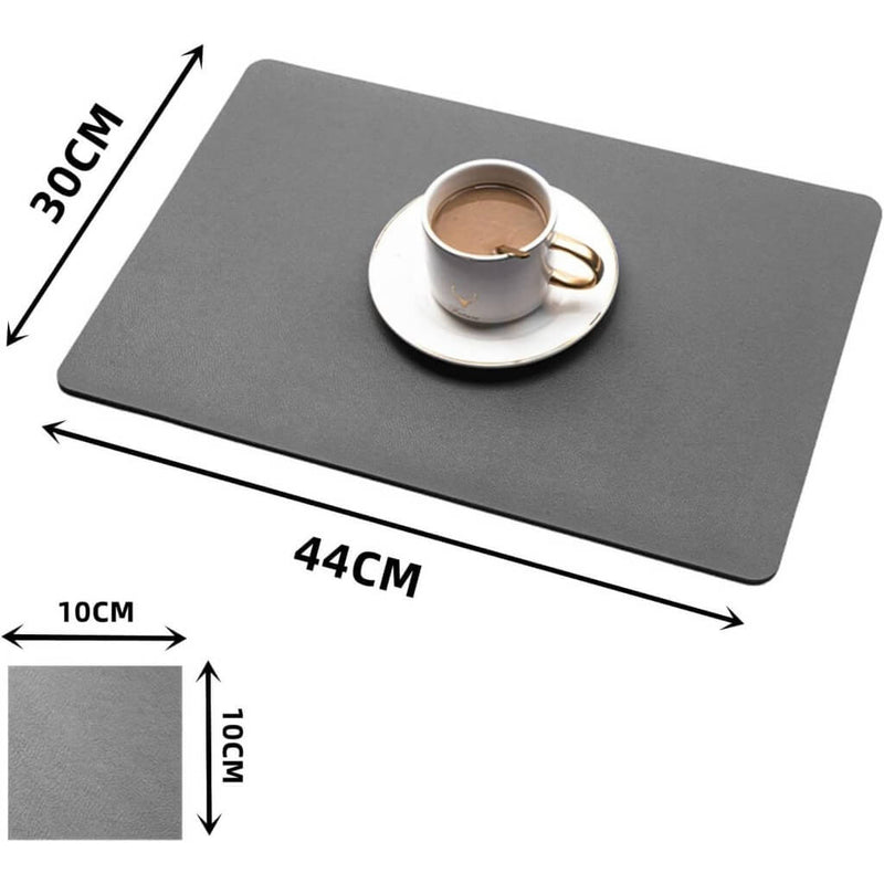 44cm dark grey leather placemats and coasters grey mangata