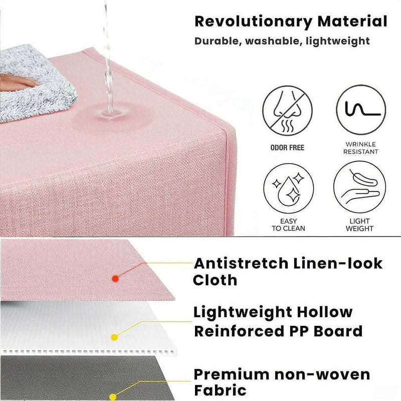 Fabric Cube Storage Boxes – Pink/Cream White, Foldable Storage Box