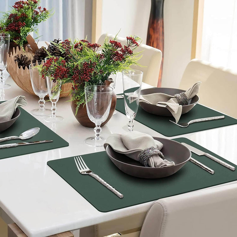 Green Faux Leather Place Mat for Dining Room mangata