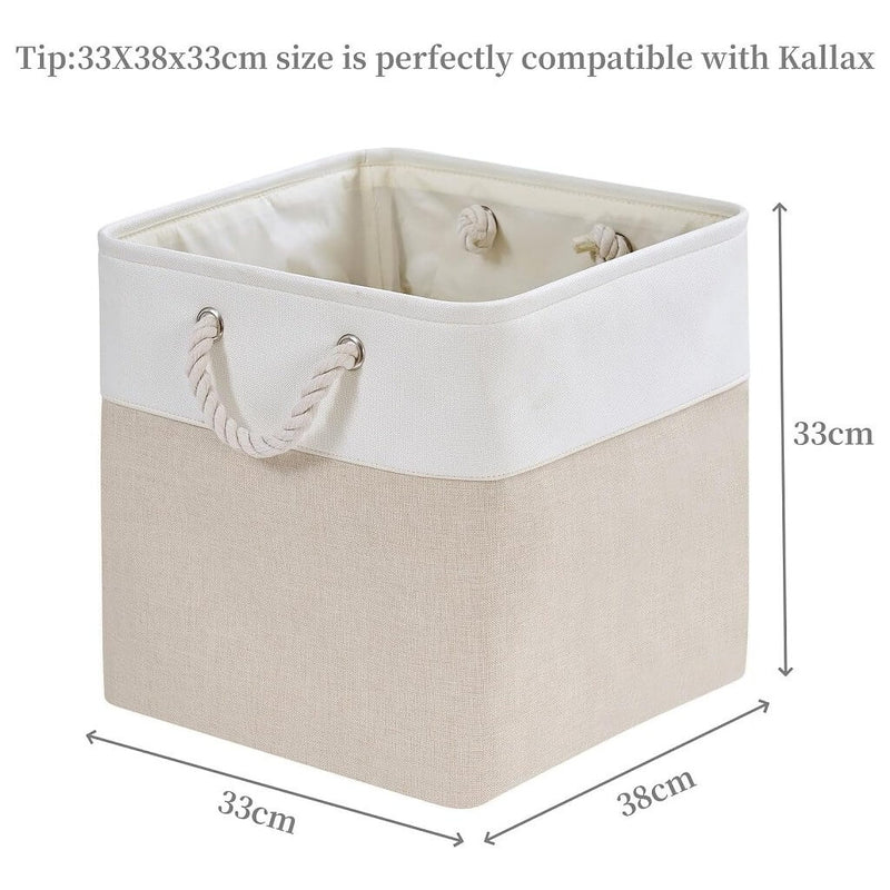 Fabric Storage Boxes with Rope Handles – Cube 25/28/30/33 cm & 33×38×33 (Kallax-compatible), Crease-free, Washable