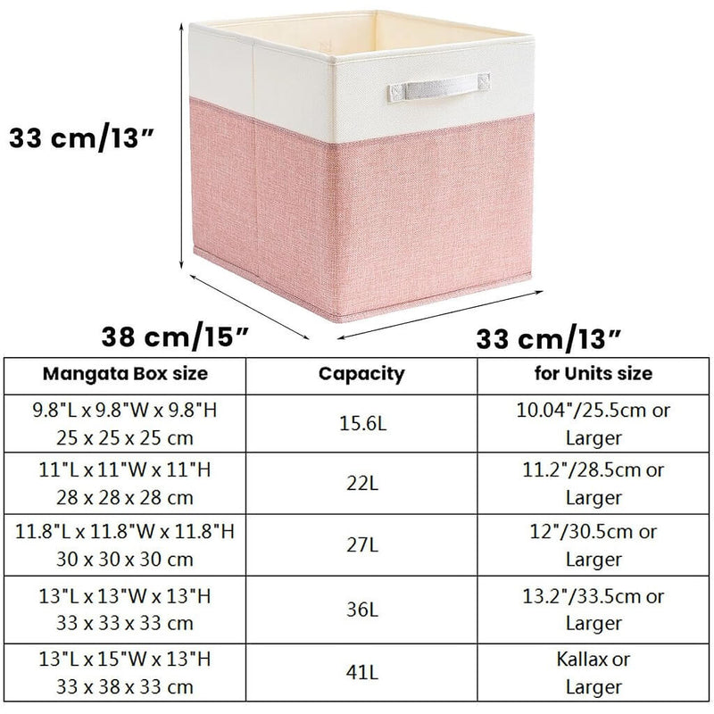 Fabric Cube Storage Boxes – Pink/Cream White, Foldable Storage Box
