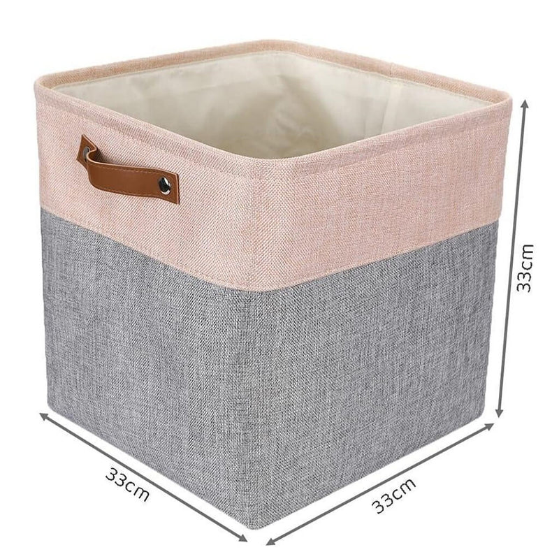 Storage Cubes Boxes 33cm with Leather Handles (33 * 33 * 33cm)