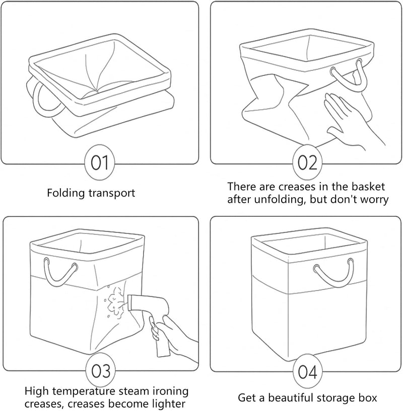 White Light Khaki Storage Cube Boxes with Rope Handles