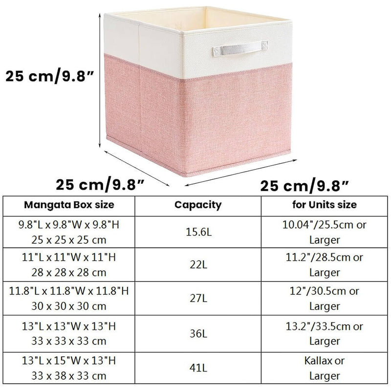 Fabric Cube Storage Boxes – Pink/Cream White, Foldable Storage Box