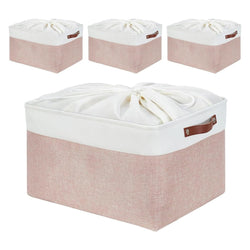 Pink White Rectangular Fabric Storage Boxes for Wardrobe, Shelves & Cupboards
