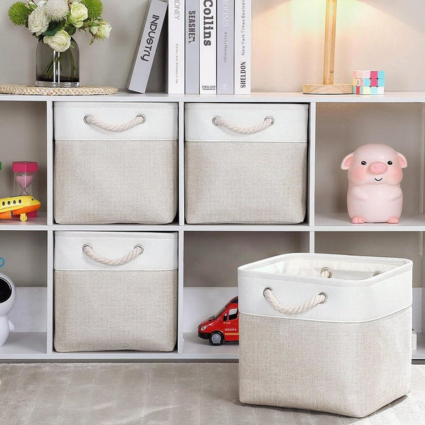 Fabric Storage Boxes with Rope Handles – Cube 25/28/30/33 cm & 33×38×33 (Kallax-compatible), Crease-free, Washable