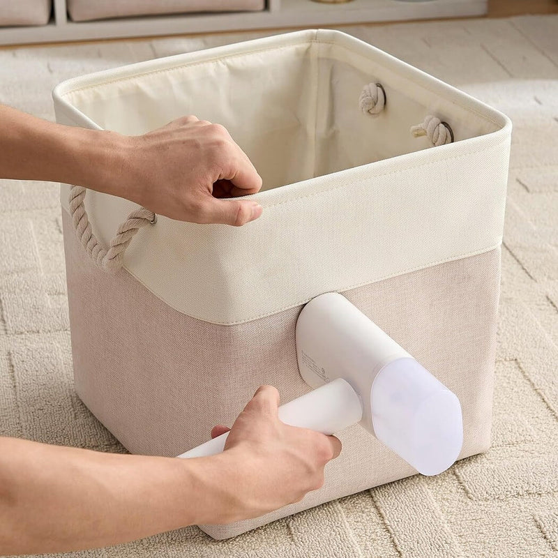 Fabric Storage Boxes with Rope Handles – Cube 25/28/30/33 cm & 33×38×33 (Kallax-compatible), Crease-free, Washable