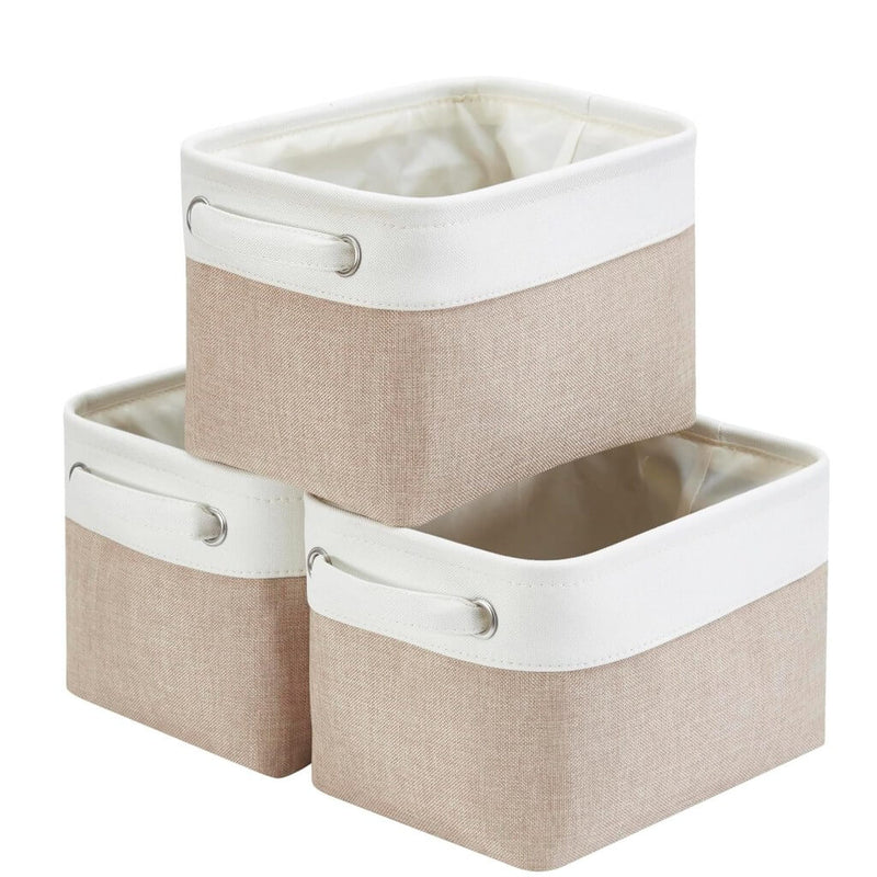 Canvas Storage Box with Handles & Drawstring Set of 3