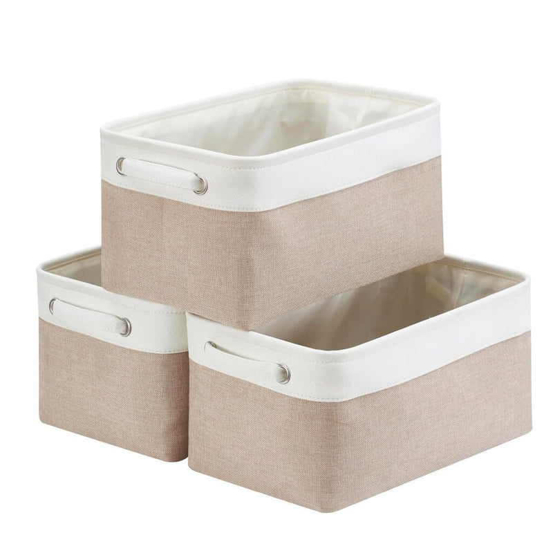 Canvas Storage Box with Handles & Drawstring Set of 3