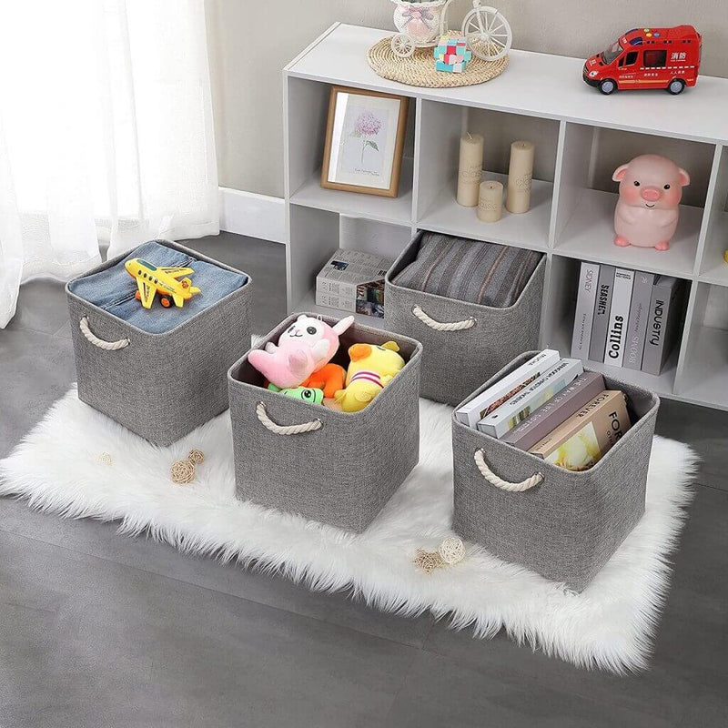 Grey Storage Baskets with rope handles