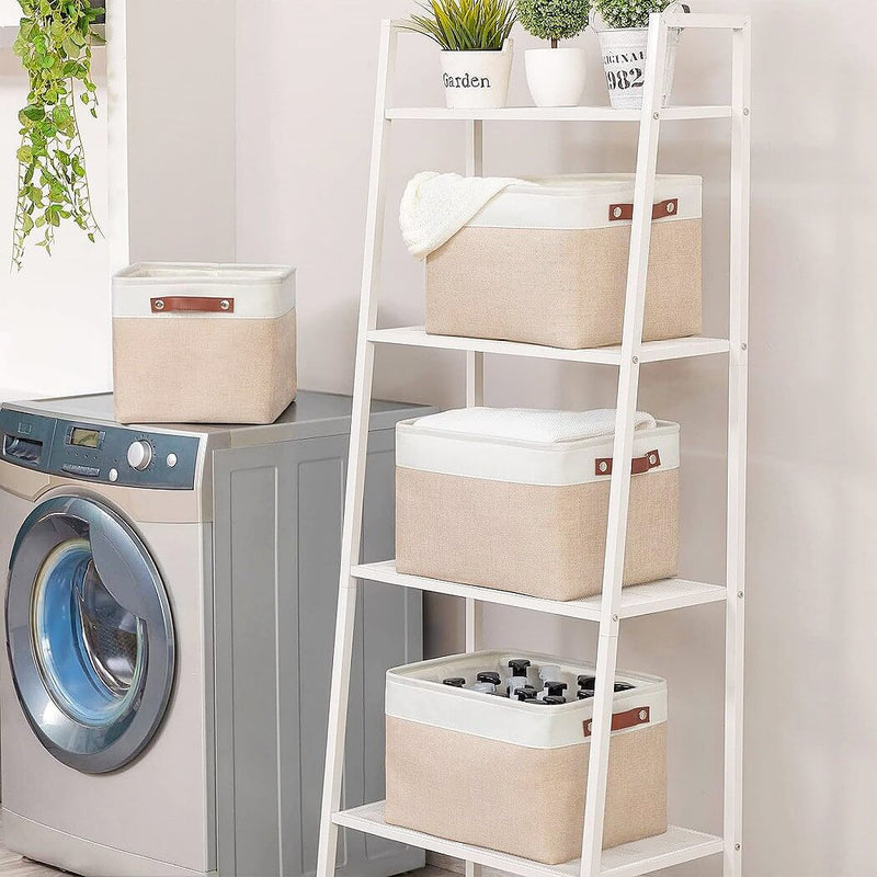 Durable storage baskets for organizing shelves Khaki White mangata