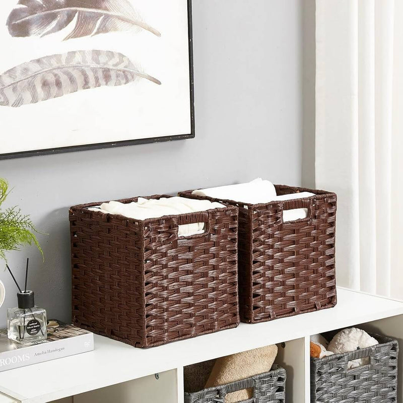 Easy to clean storage baskets for closet espresso mangata