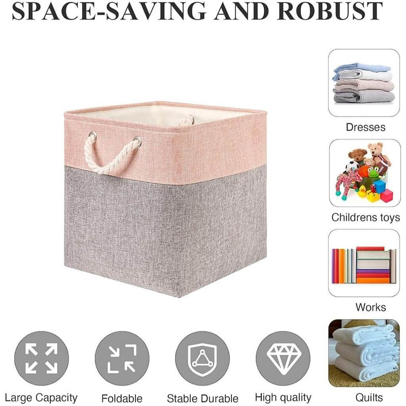 Fabric Baskets for Closet Shelving GreyPink mangata