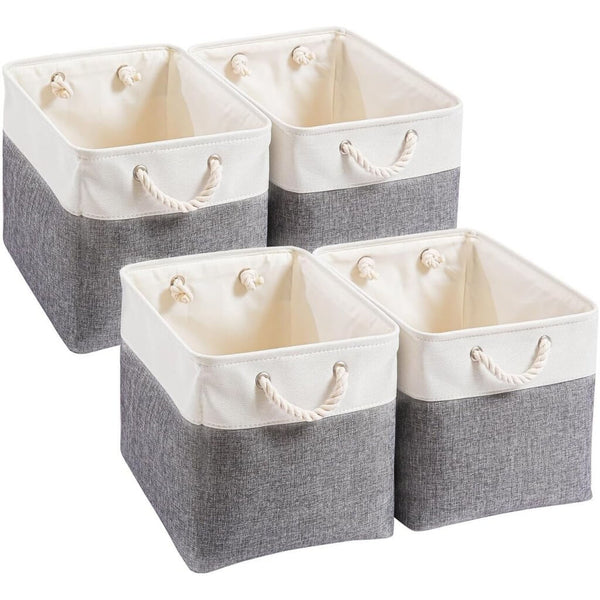 Fabric Boxes with Rope Handles for Hallways Cold Grey&white mangata