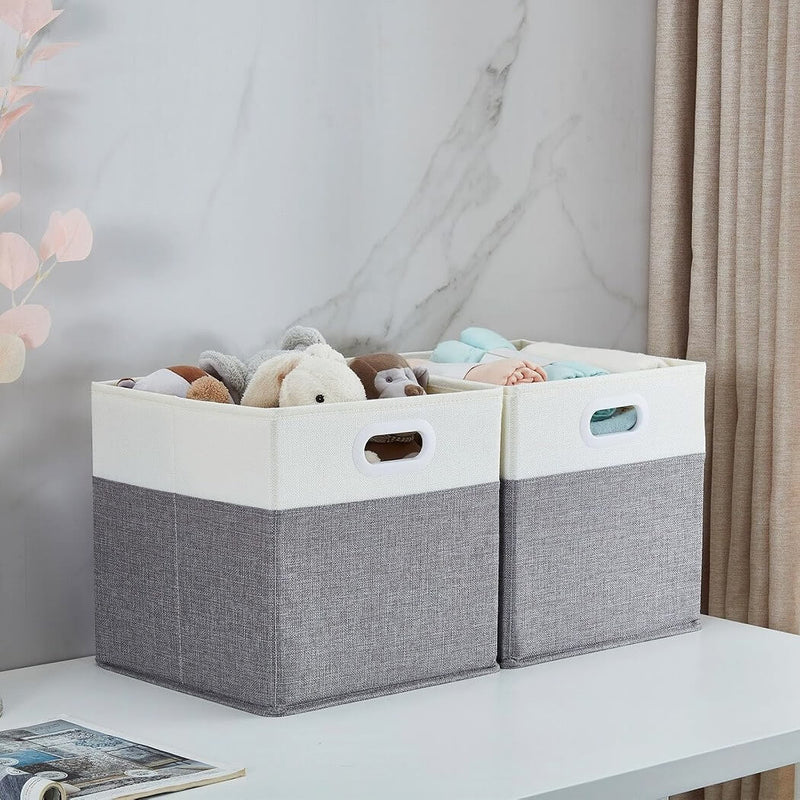 Elegant Foldable Storage Cube Boxes – 30x30x30 cm, Set of 4 – Premium Fabric Organizers for Home, Shelves & Wardrobes