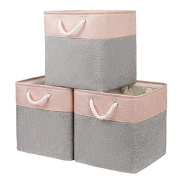 Fabric Storage Boxes for Toys in Playrooms set of 3 GreyPink mangata