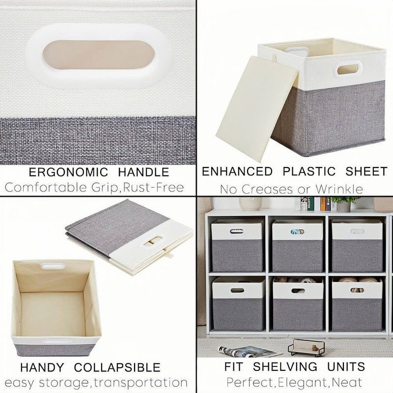 Elegant Foldable Storage Cube Boxes – 30x30x30 cm, Set of 4 – Premium Fabric Organizers for Home, Shelves & Wardrobes