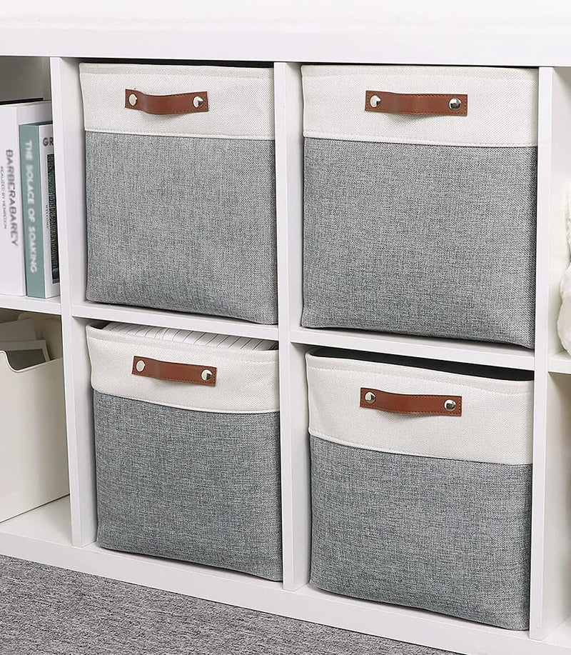 Storage Cubes Boxes 33cm with Leather Handles (33 * 33 * 33cm)