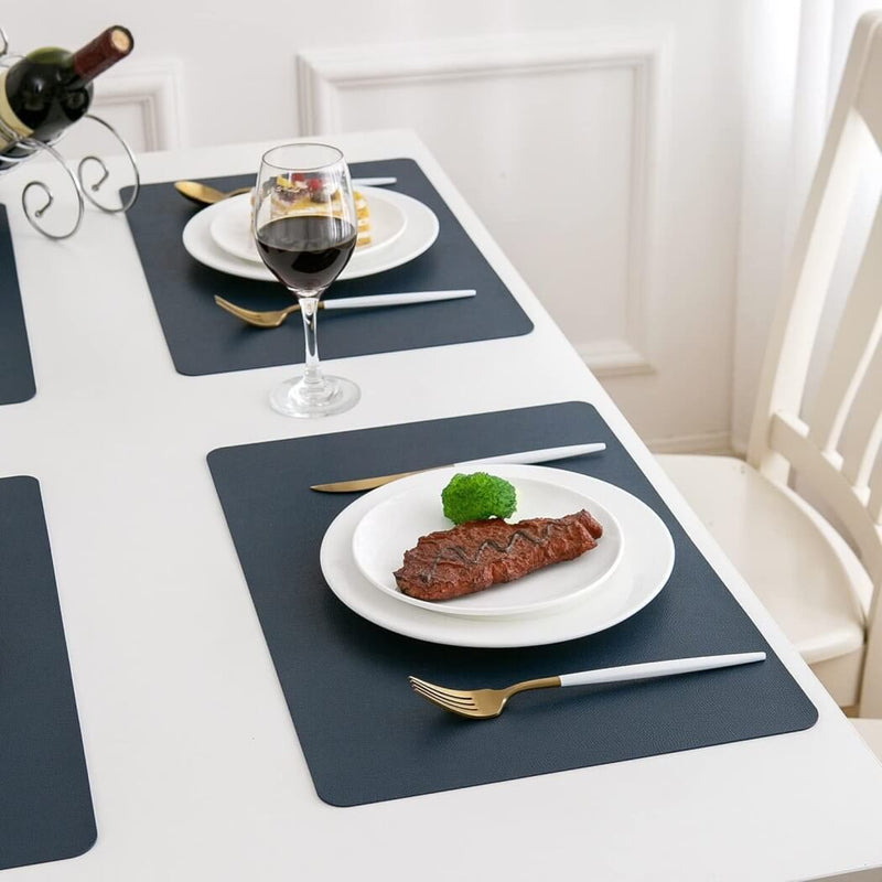 Modern Dark Blue Faux Leather Placemats for Home mangata