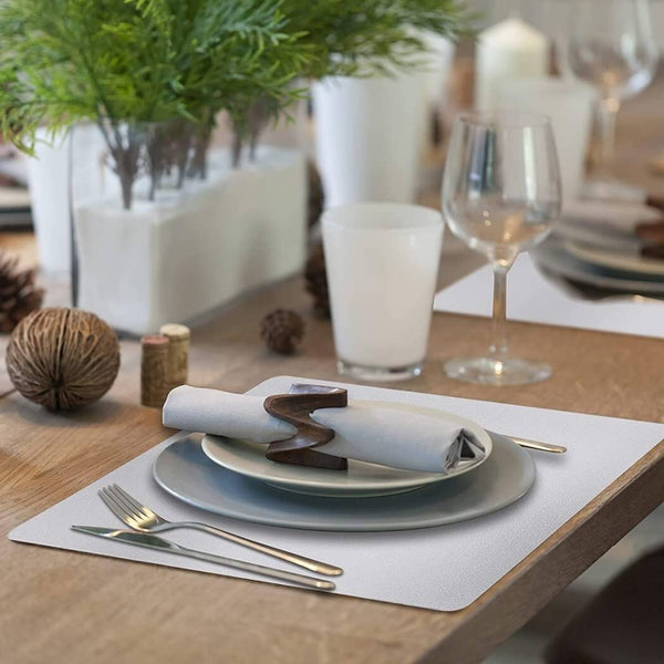 Modern Dark Grey Faux Leather Placemats for Home mangata