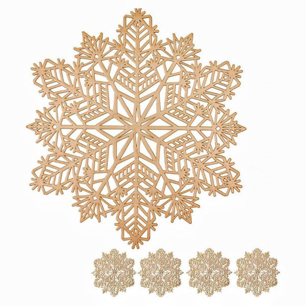 Non-slip coasters for bar tops Gold Snowflake mangata