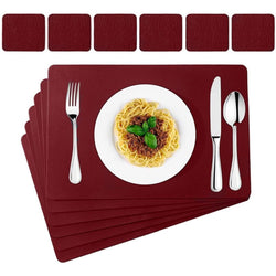 Red Faux Leather Place Mat for Kitchen Tables mangata