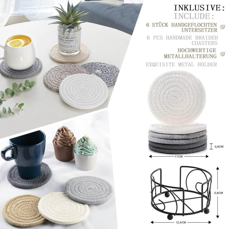 Space-saving coasters with black holder White mangata