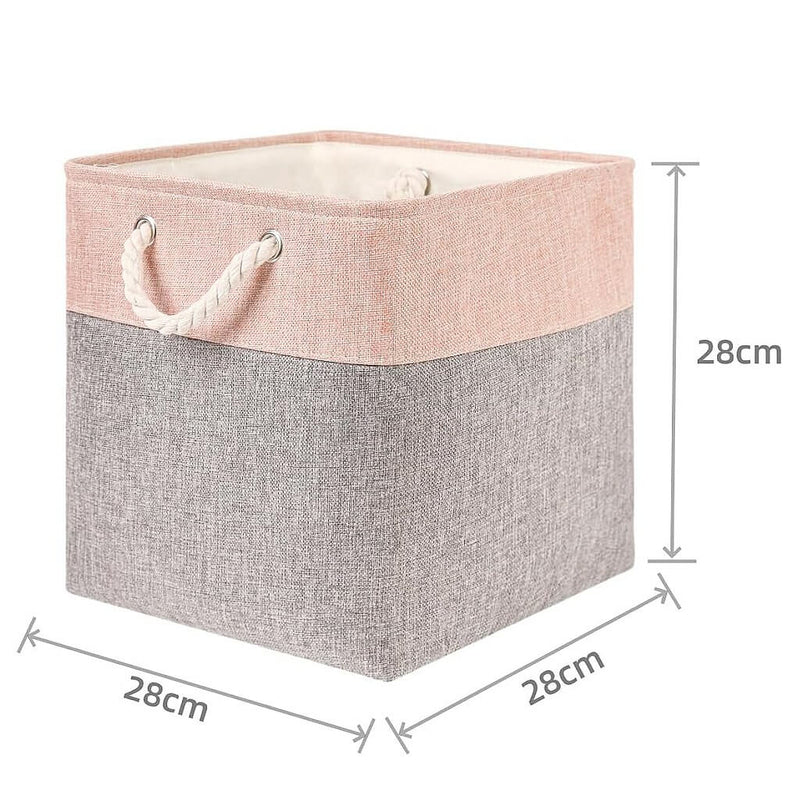 Storage Baskets for Bedroom Shelves GreyPink 28x28x28cm mangata