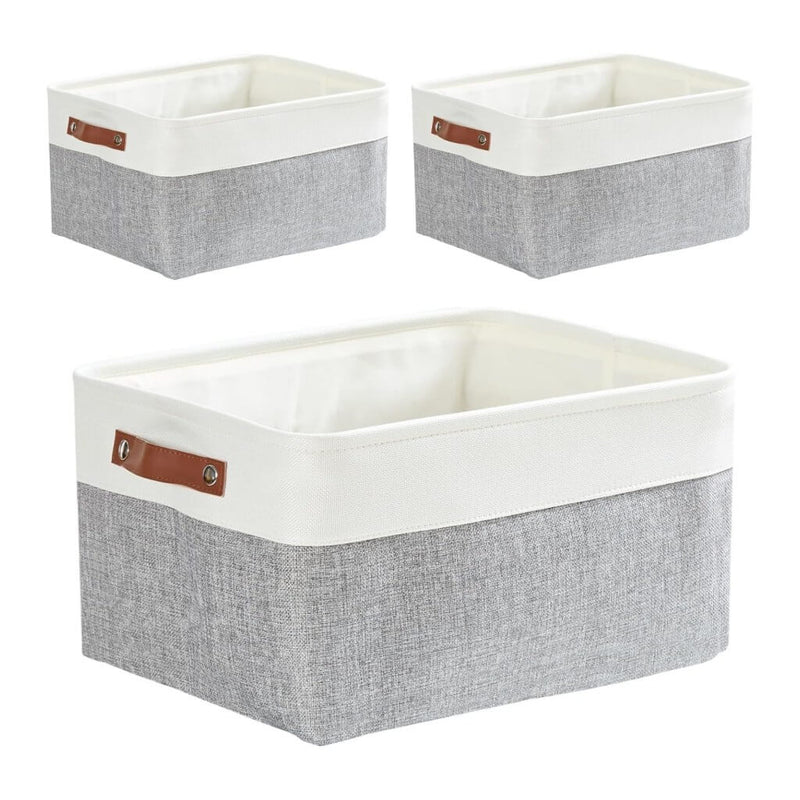 Versatile storage baskets for towels and bed linen Grey White mangata