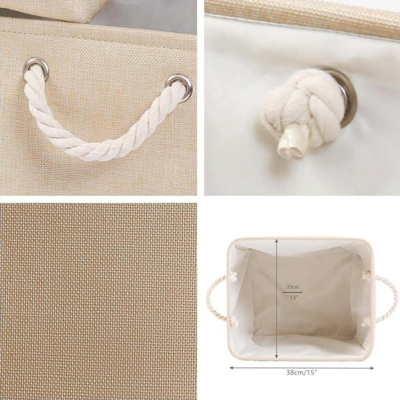 33x38x33cm Beige Canvas Fabric Kallax Insert Boxes Set