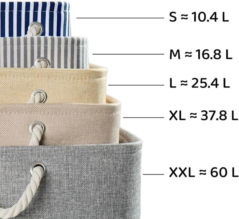 Grey Storage Baskets with rope handles