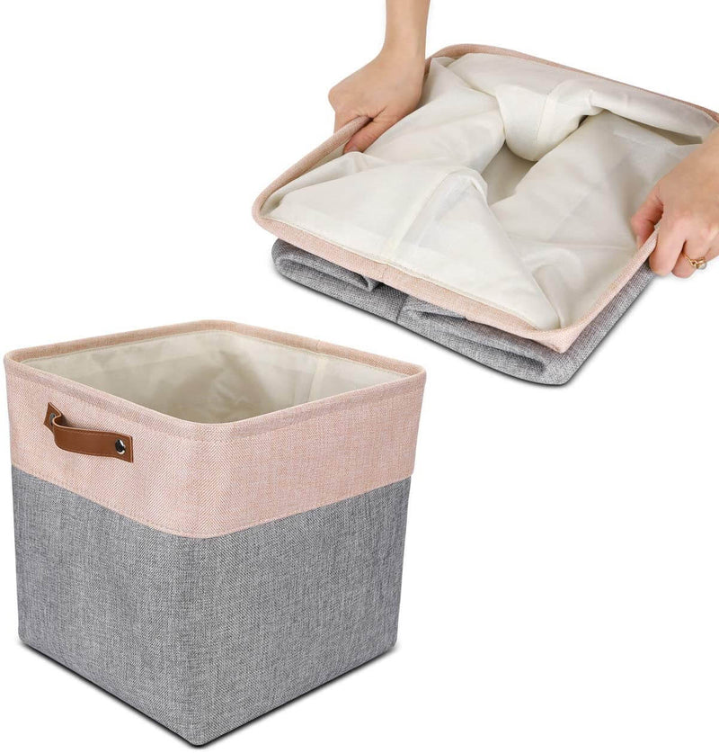 Storage Cubes Boxes 33cm with Leather Handles (33 * 33 * 33cm)