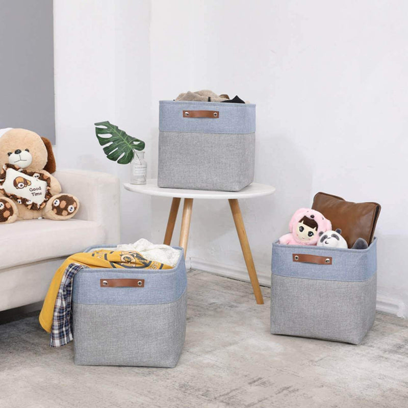 Storage Cubes Boxes 33cm with Leather Handles (33 * 33 * 33cm)