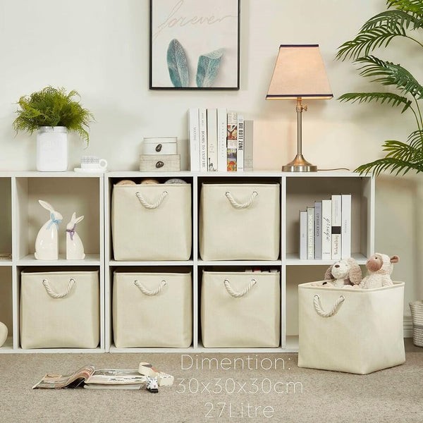 Canvas Cube Storage Boxes Light Beige