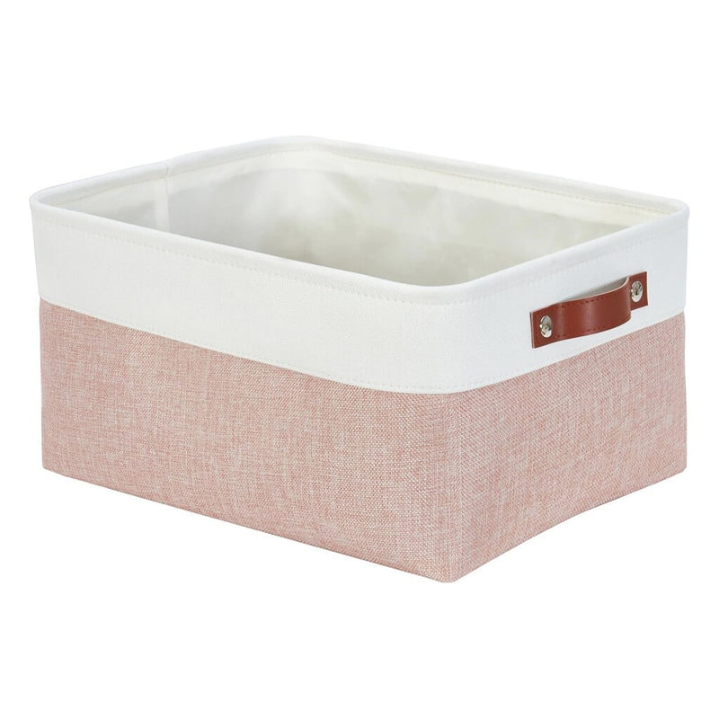 Pink White Rectangular Fabric Storage Boxes for Wardrobe, Shelves & Cupboards
