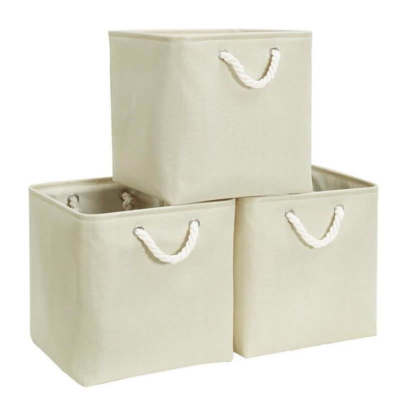 fabric storage box set of 3 light beige