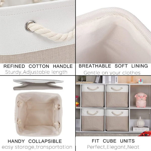 33x33x33cm Storage Cube Boxes for Kallax Shelf White Light Khaki – Mangata