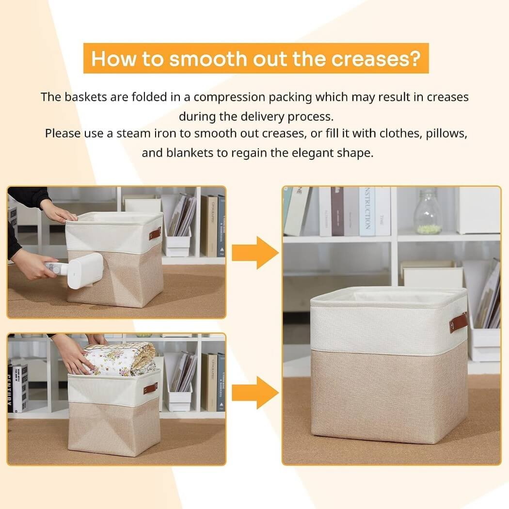 Set Of 3 Foldable Fabric Storage Box Mangata   Foldablestoragecubeswhitekhakibaskets E1727e81 6918 4694 9ccf 9cad6c6a32f9 