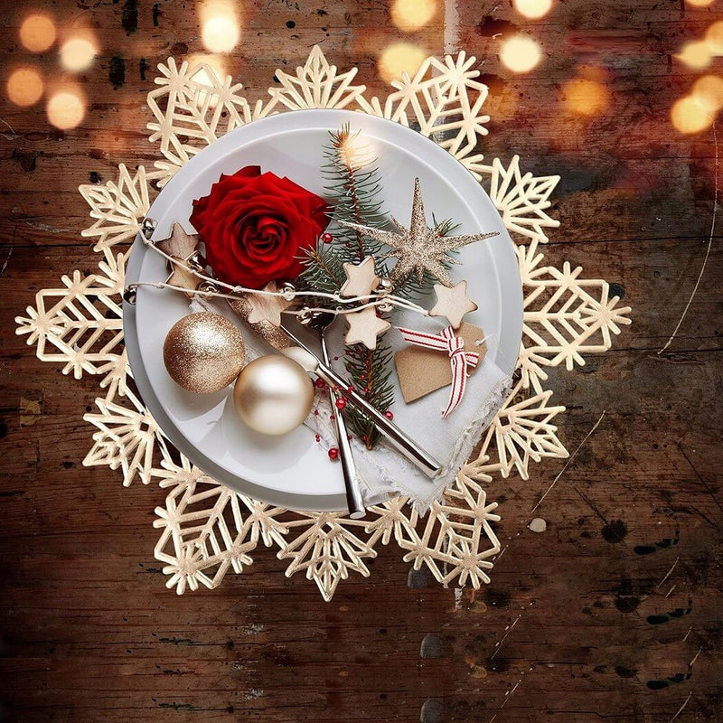 gold snowflakes placemats for christmas table