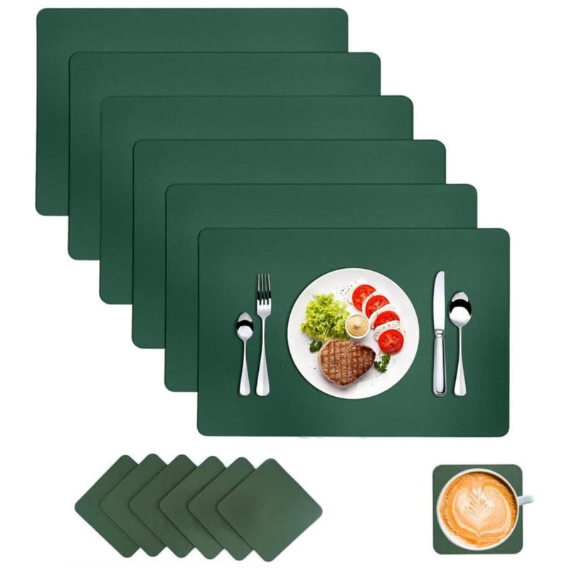 green placemats and coasters set of 6 mangata