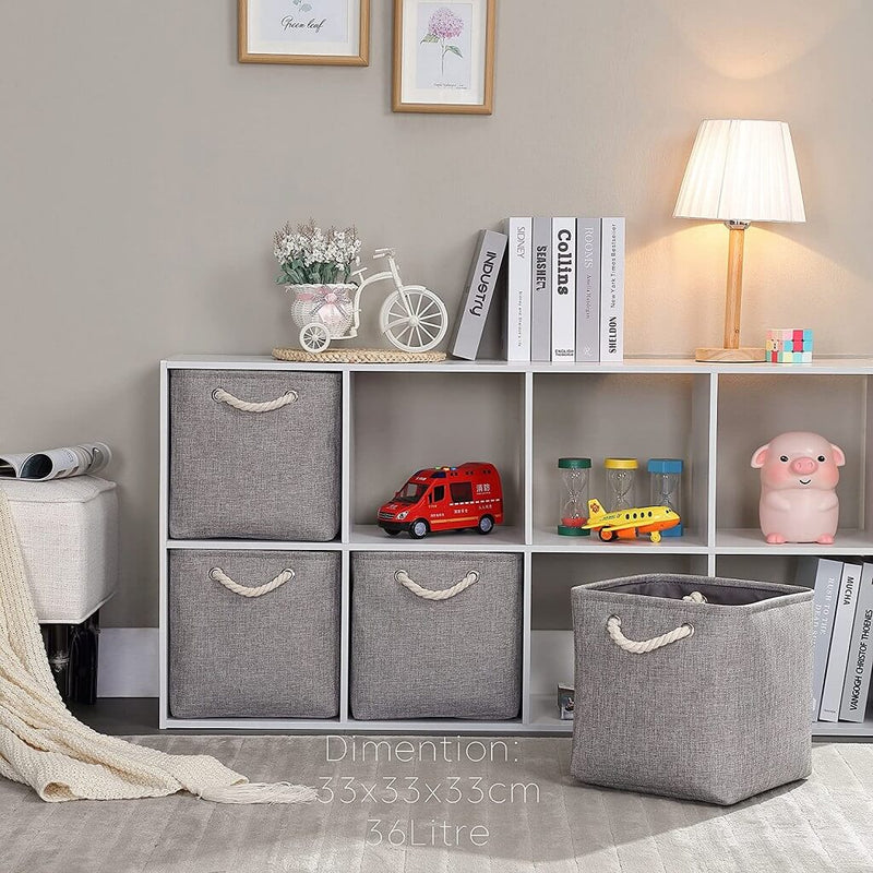 grey fabric storage box for shelves